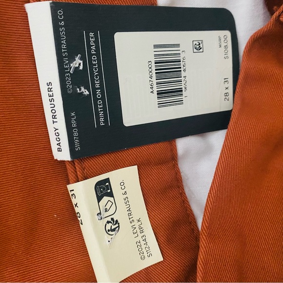 Levi’s Premium Baggy Trousers in Baked Clay Twill -Brown Size 28x31 - Picture 16 of 16